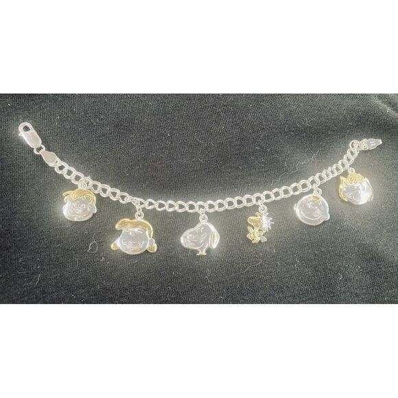 NEW The‎ Peanuts Gang STERLING SILVER Charm Bracelet and Charms Snoopy & Friends - Picture 1 of 16